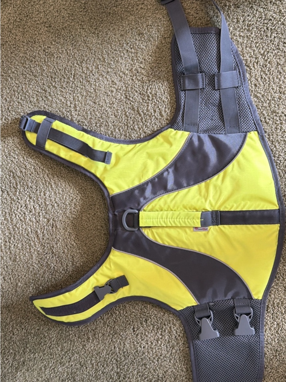 High-Visibility Yellow & Gray Safety Dog Life Vest